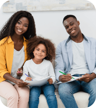 group of 3 people smiling