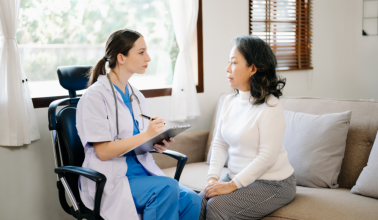 a woman do a checkup