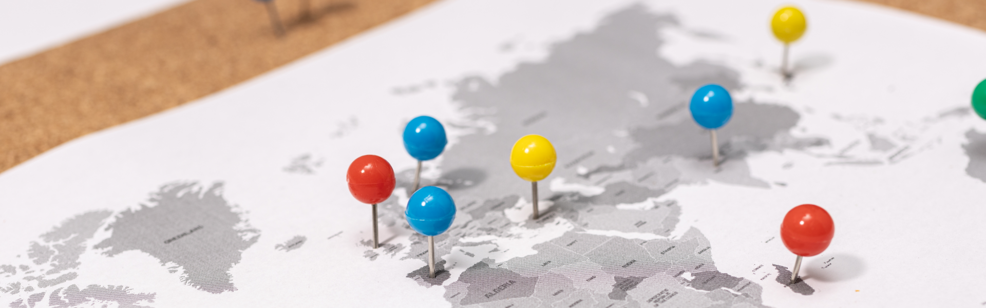 a map with pins